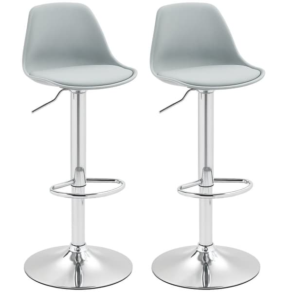 Rootz Sarja 2 kääntöpalkin jakkaraa - Bar -tuolit - Säädettävät kääntötuolit - Mukavat selkänoja - 42 x 38 x 82-104 cm - harmaa ja hopea