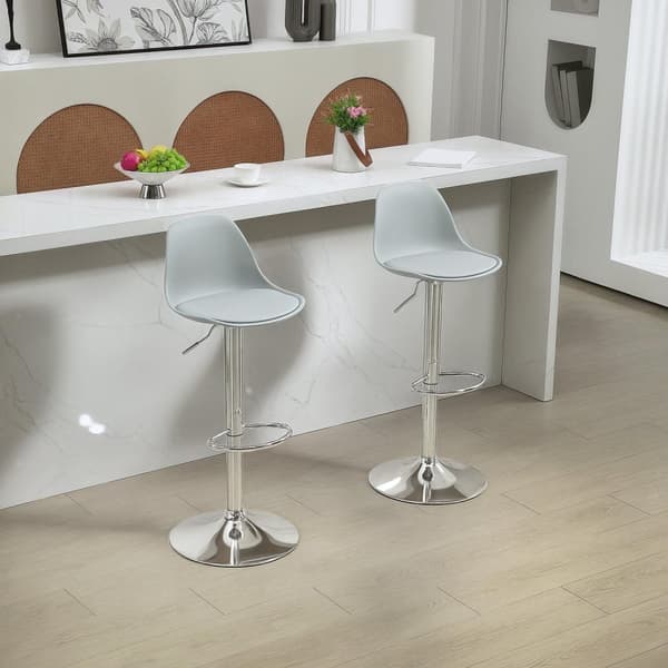 Rootz Sarja 2 kääntöpalkin jakkaraa - Bar -tuolit - Säädettävät kääntötuolit - Mukavat selkänoja - 42 x 38 x 82-104 cm - harmaa ja hopea