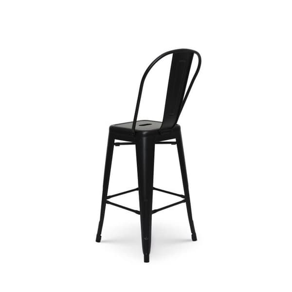 Svart metall barstol i industriell stil - Hög rygg - Höjd 66 cm