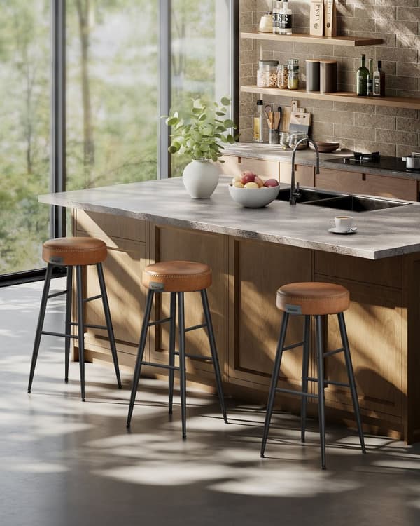 Barstol, Echo Kollektion, 51,6x51,6x76,2 cm, Karamellbrun.