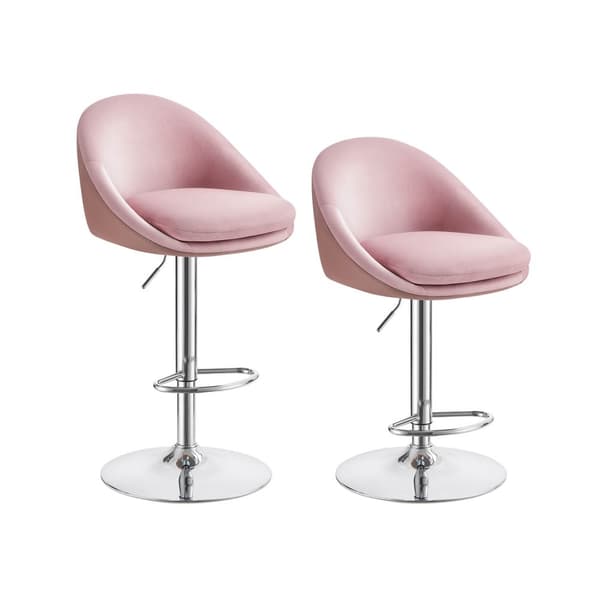 Barstol, LJB110W01, 52,5x50x(97,5-108,5) cm, Pastelrosa-Sølvgrå.