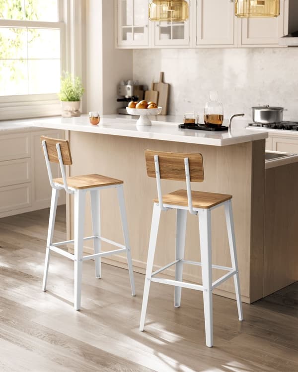 Barstol, VASAGLE set om 2, 45.4x45.4x102.2 cm, Vetebrun