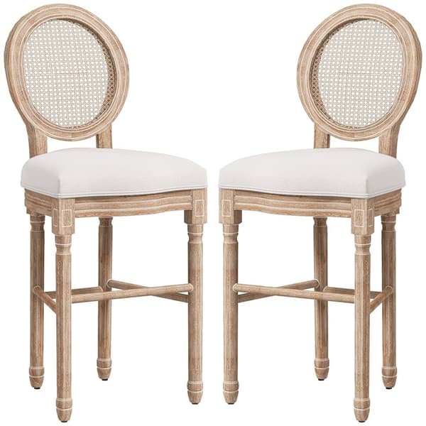 Rootz Sarja 2 Louis XVI -mitalion baarituolia - Counter -jakkarat - Pilliset istuimet - Ergonominen mukavuus - 48 x 56 x 118 cm valkoinen, ruskea
