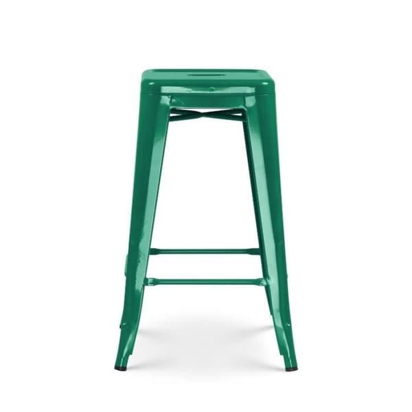 Set om 4 barstolar i industriell stil, glänsande grangrön - Höjd 66 cm