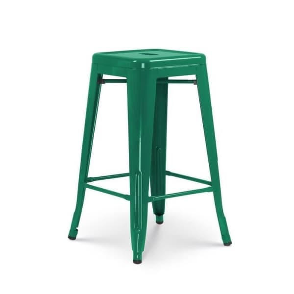 Set om 4 barstolar i industriell stil, glänsande grangrön - Höjd 66 cm