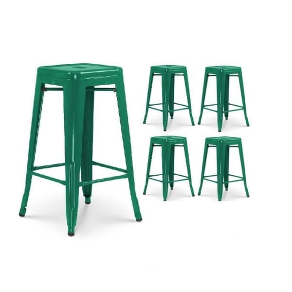 Set om 4 barstolar i industriell stil, glänsande grangrön - Höjd 66 cm