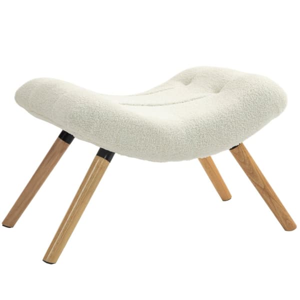 Rootz fleece dækket fodskammel - osmannisk - polstret afføring - blød komfort - 60,5 cm x 45 cm x 38 cm hvid