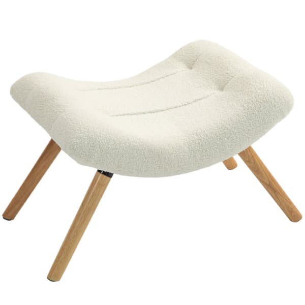 Rootz Fleece Covered Fotool - Ottoman - Padded Stool - Soft Comfort - 60,5 cm x 45 cm x 38 cm vit