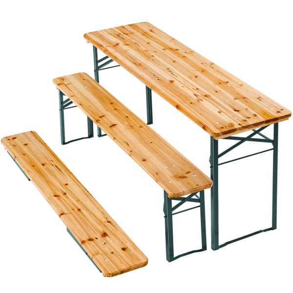 Bord- och bänkset Sissi, 3-delar, hopfällbar - brun