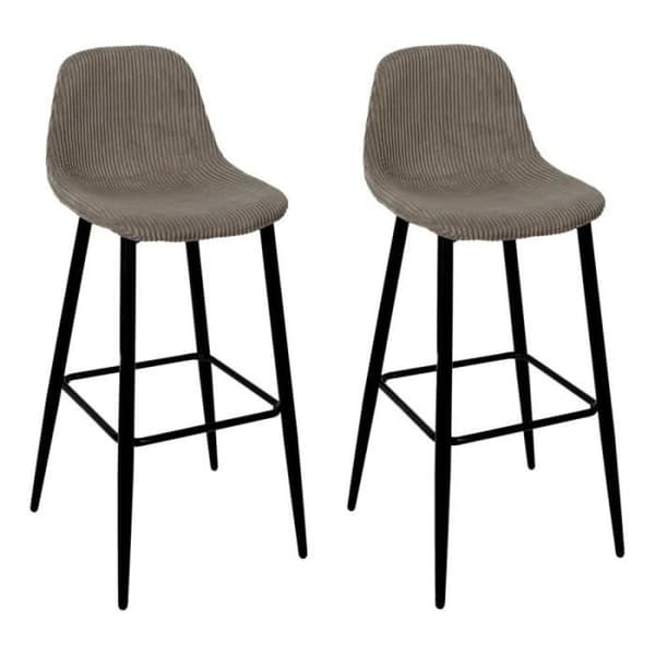 Pack med 2 Barstolar Ribbade "Scott" 100cm Taupe