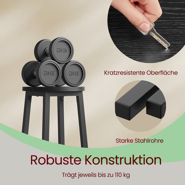 Barkrukken set van 2, barstoelen 65 cm hoog, keukenstoelen met metalen frame