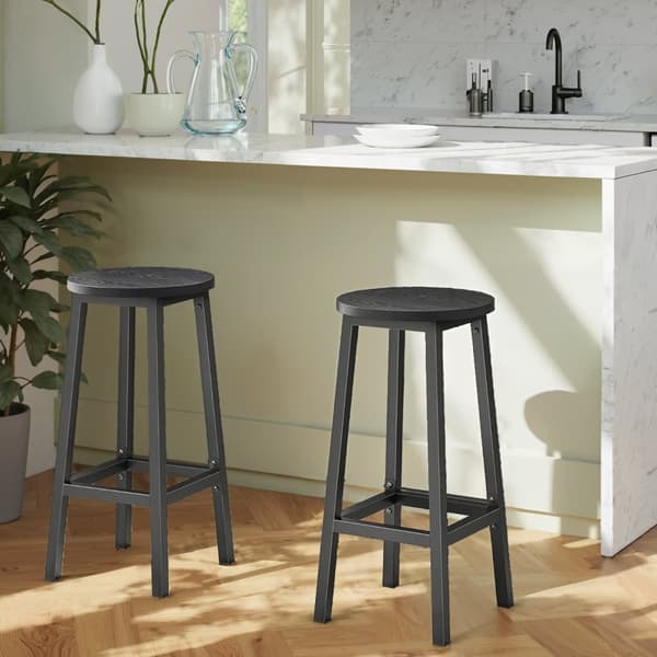 Barkrukken set van 2, barstoelen 65 cm hoog, keukenstoelen met metalen frame