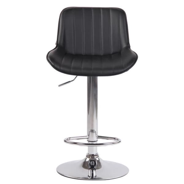 Set med 2 Lentini barstolar i konstläder, metallbas Justerbar höjdled, svart-krom