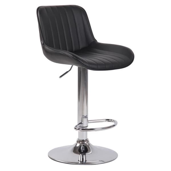 Set med 2 Lentini barstolar i konstläder, metallbas Justerbar höjdled, svart-krom