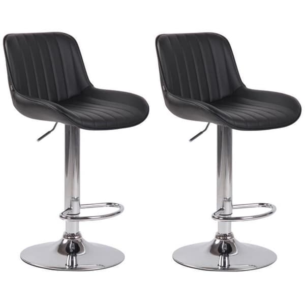 Set med 2 Lentini barstolar i konstläder, metallbas Justerbar höjdled, svart-krom