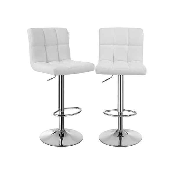 Set med 2 barstolar vit konstl�der