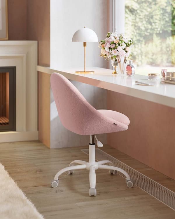 Hjemmekontorstol, SONGMICS OBG020G01, 60x60x(80-90) cm, Pastel Pink