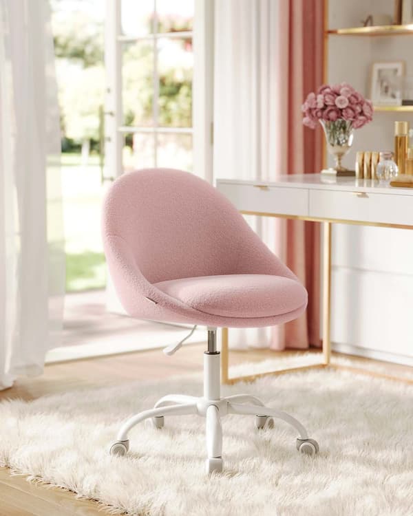 Hjemmekontorstol, SONGMICS OBG020G01, 60x60x(80-90) cm, Pastel Pink