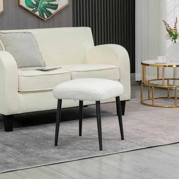 Cream Square Footstool, sminkpall, kashmirlook med stålben, lämplig för vardagsrummet sovrum