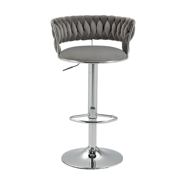 2-pack höj- och sänkbara barstolar med 360° snurrfunktion och fotstöd – moderna silverfärgade barpallar för kök, matsal, ö, bar, vinkällare
