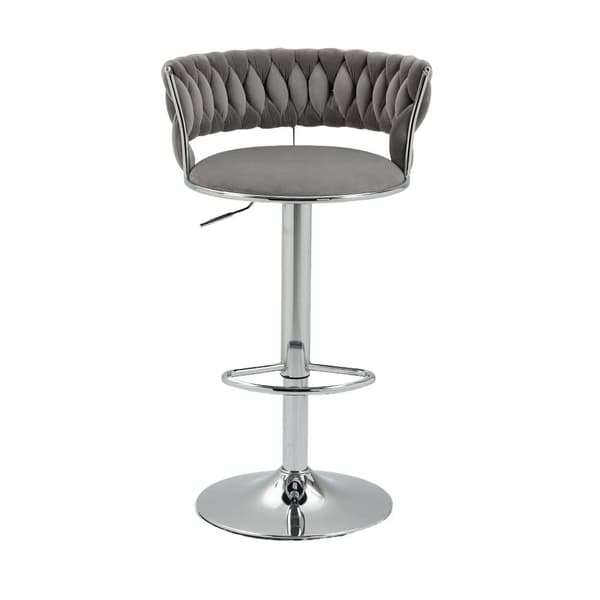 2-pack höj- och sänkbara barstolar med 360° snurrfunktion och fotstöd – moderna silverfärgade barpallar för kök, matsal, ö, bar, vinkällare