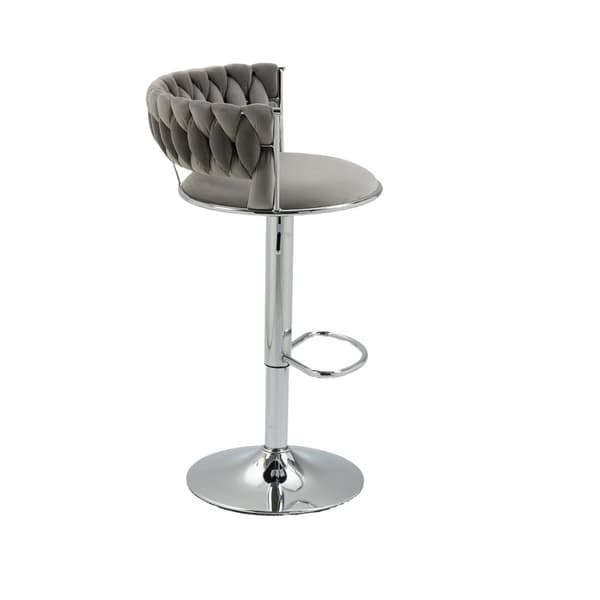 2-pack höj- och sänkbara barstolar med 360° snurrfunktion och fotstöd – moderna silverfärgade barpallar för kök, matsal, ö, bar, vinkällare