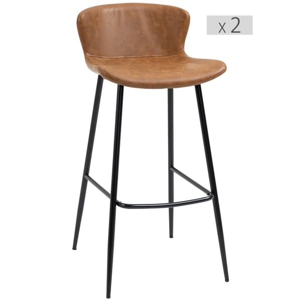 Rootz 2 -kappaleinen sarjan palkkivartio - laskuri - korkeat tuolit - vintage -suunnittelu - synteettinen nahka mukavuus - 45b x 49t x 94,6h cm