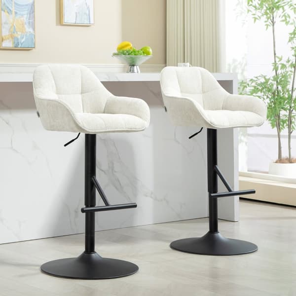 Rootz 2 Piece Justerbar barstoluppsättning - Barstolar - Counter Palls - Linen Comfort & Steel Base - 52,5 x 53 x 86,5-108 cm