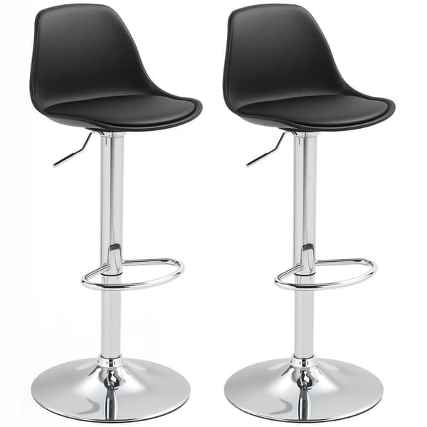 Rootz 2 Set Bar -tuolat - Baarin tuolit - Kääntötuolit - Korkeus säädettävä mukavuus - 42x38x82-104 cm - musta ja hopea