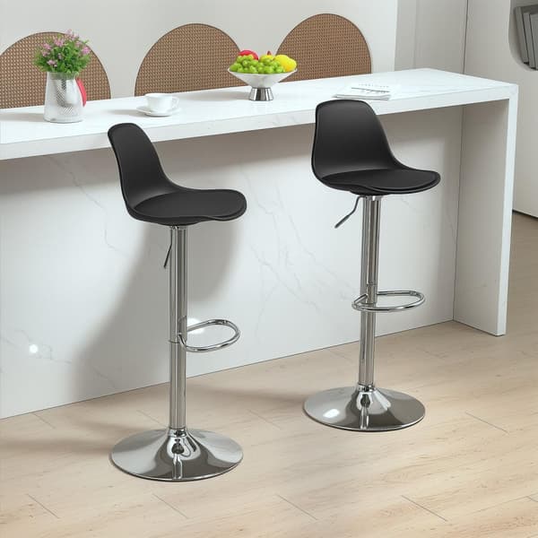 Rootz 2 Set Bar -tuolat - Baarin tuolit - Kääntötuolit - Korkeus säädettävä mukavuus - 42x38x82-104 cm - musta ja hopea