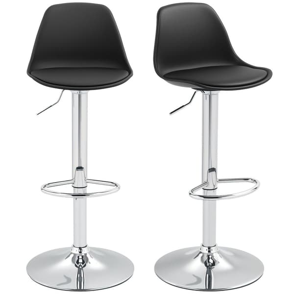 Rootz 2 Set Bar -tuolat - Baarin tuolit - Kääntötuolit - Korkeus säädettävä mukavuus - 42x38x82-104 cm - musta ja hopea