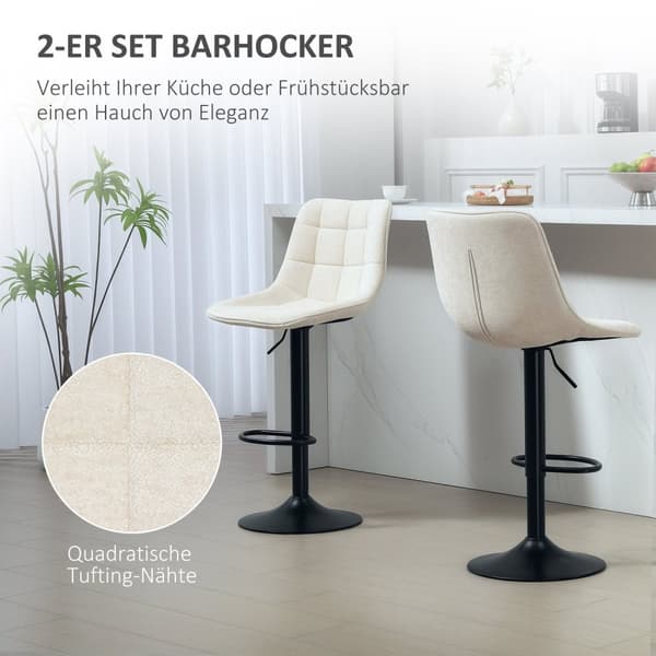 Rootz Modern 2 -sarja pyörivät palkkituolit - Säädettävät jakkarat - pehmustetut tangon istuimet - korkeus monipuolinen 63-84 cm - 47b x 53t x 96-117h