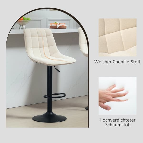 Rootz Modern 2 -sarja pyörivät palkkituolit - Säädettävät jakkarat - pehmustetut tangon istuimet - korkeus monipuolinen 63-84 cm - 47b x 53t x 96-117h