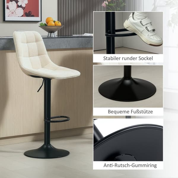 Rootz Modern 2 -sarja pyörivät palkkituolit - Säädettävät jakkarat - pehmustetut tangon istuimet - korkeus monipuolinen 63-84 cm - 47b x 53t x 96-117h