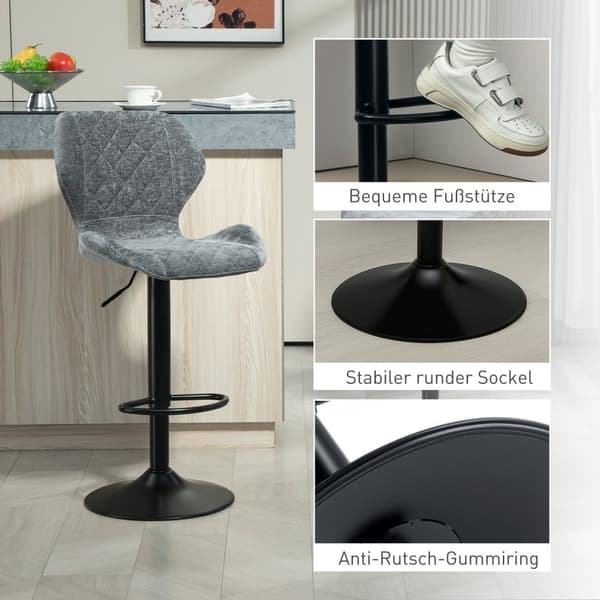 Rootz -sarja 2 baaria tuolia - keittiön jakkarat - Säädettävät korkeusvarastot - Suurin mukavuus - 48x51,5x91-112cm