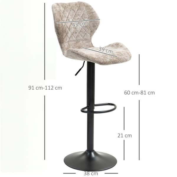 Rootz Sæt med 2 barstole - Køkken afføring - Højdejusterbar modstole - Ultimate Comfort - 48 cm x 51,5 cm x 91-112cm