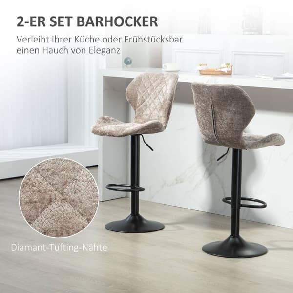 Rootz Sæt med 2 barstole - Køkken afføring - Højdejusterbar modstole - Ultimate Comfort - 48 cm x 51,5 cm x 91-112cm