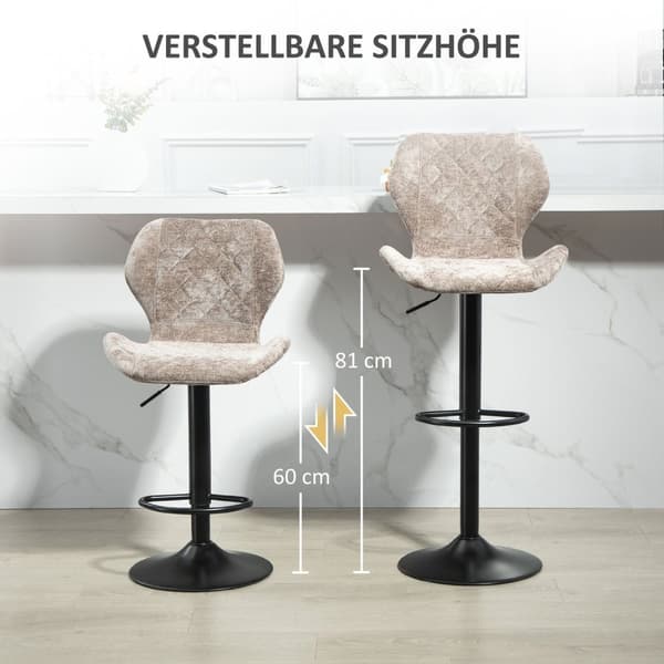 Rootz Sæt med 2 barstole - Køkken afføring - Højdejusterbar modstole - Ultimate Comfort - 48 cm x 51,5 cm x 91-112cm