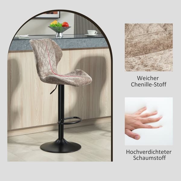 Rootz Sæt med 2 barstole - Køkken afføring - Højdejusterbar modstole - Ultimate Comfort - 48 cm x 51,5 cm x 91-112cm