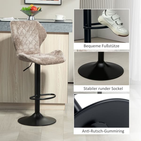 Rootz Sæt med 2 barstole - Køkken afføring - Højdejusterbar modstole - Ultimate Comfort - 48 cm x 51,5 cm x 91-112cm