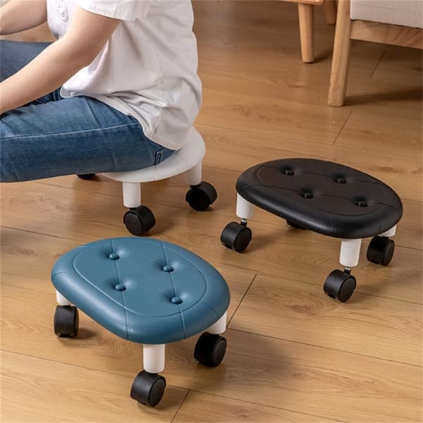 Stol Plast Lav skammel Simple Home Soveværelse Universal Hjul Lille Sort