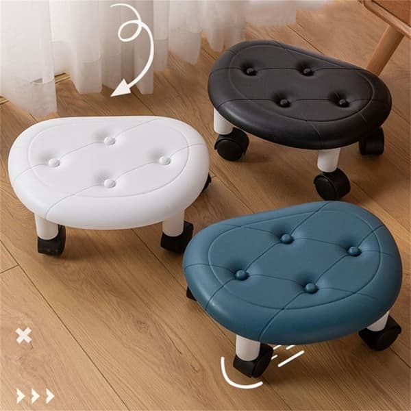 Stol Plast Lav skammel Simple Home Soveværelse Universal Hjul Lille Sort