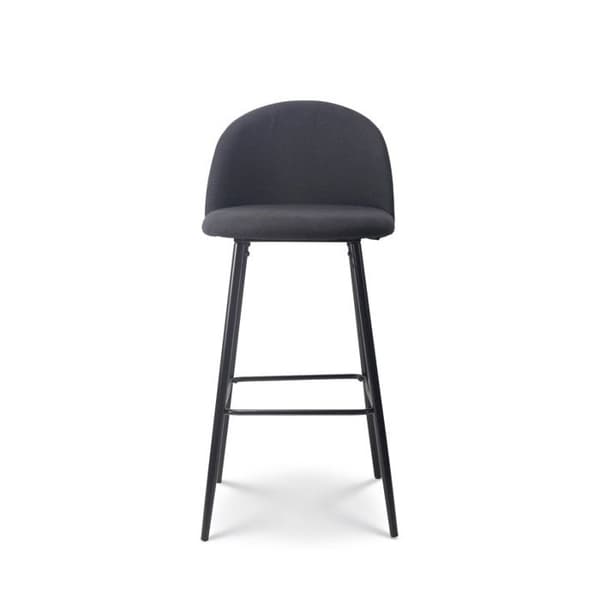 Set med 2 svarta barstolar LILI med vadderade sitsar och svarta metallben - Höjd 65 cm