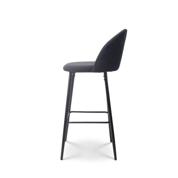 Set med 2 svarta barstolar LILI med vadderade sitsar och svarta metallben - Höjd 65 cm