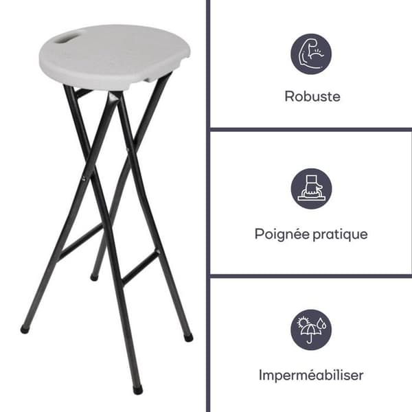 Hopfällbar barstol - 80 cm - Grå - Kök - Vuxen