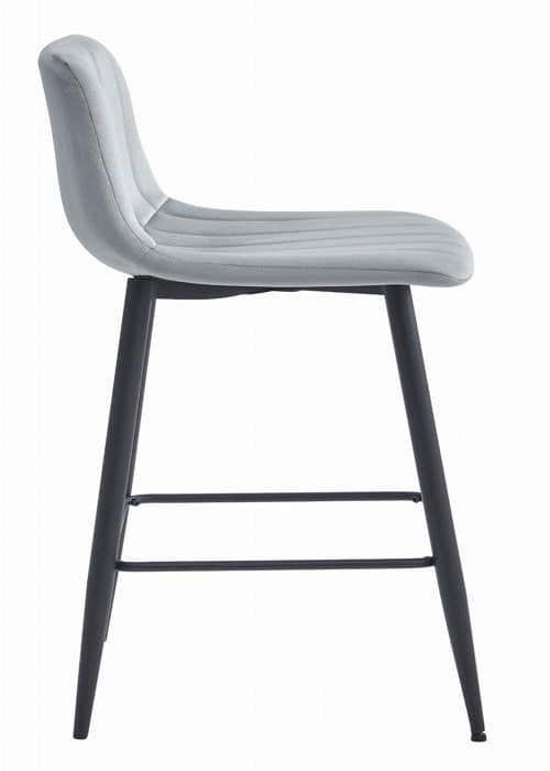 MADAME MEUBLE | Set med 3 Barstolar POZZA | Ergonomisk Design | Silvergrå Sammet
