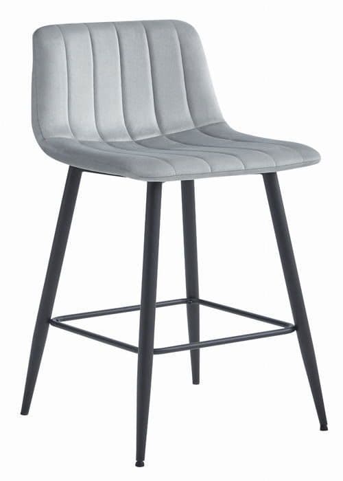 MADAME MEUBLE | Set med 3 Barstolar POZZA | Ergonomisk Design | Silvergrå Sammet