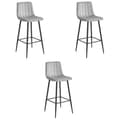 Miniatyrbild 1 av 6: MADAME MEUBLE | Set med 3 Barstolar POZZA | Ergonomisk Design | Silvergrå Sammet
