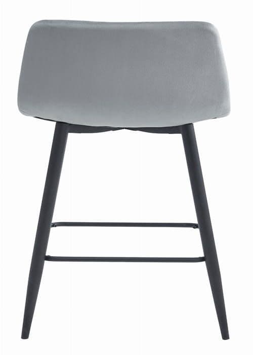 Barstolar - Madame Meuble - Set med 3 - Sittdynor i sammet - Metallben - Ljusgrå