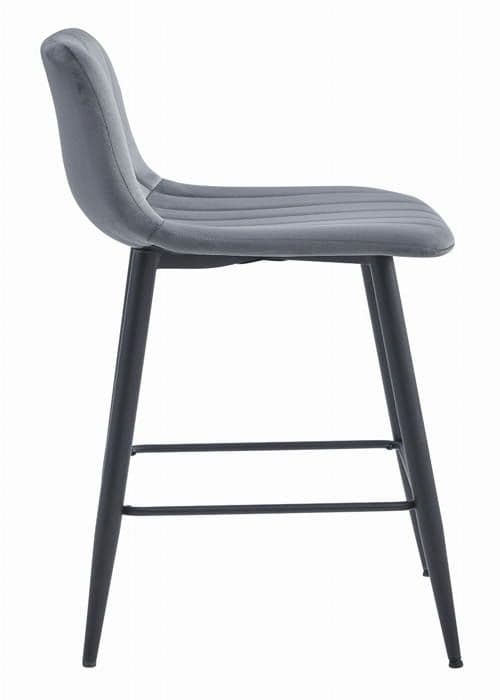 MADAME MEUBLE | Set av 2 Barstolar POZZA | Ergonomisk Design | Mörkgrå Sammet